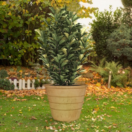 Msi Washed Sand Cast Stone Triple Band Look Indoor/Outdoor Planter, 18''Dx14''H, Brown Finish, 4PK Zor-LSC-PLNTR-0005